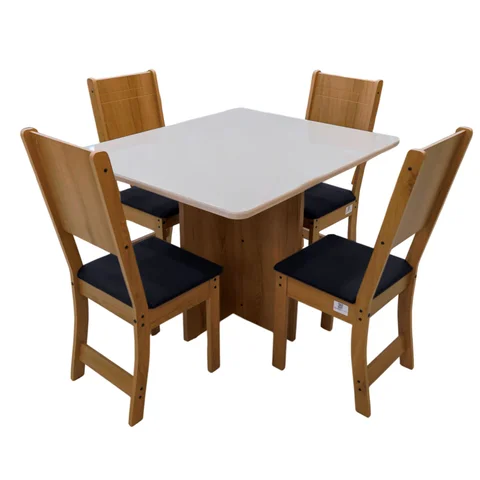 Juego de comedor cuadrado Mónaco 4 sillas negro