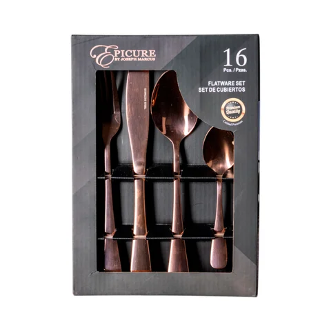 Set de 16 cubiertos color bronce