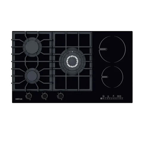 Tope dual  5 hornillas negro Flexi 90cm Vetrux
