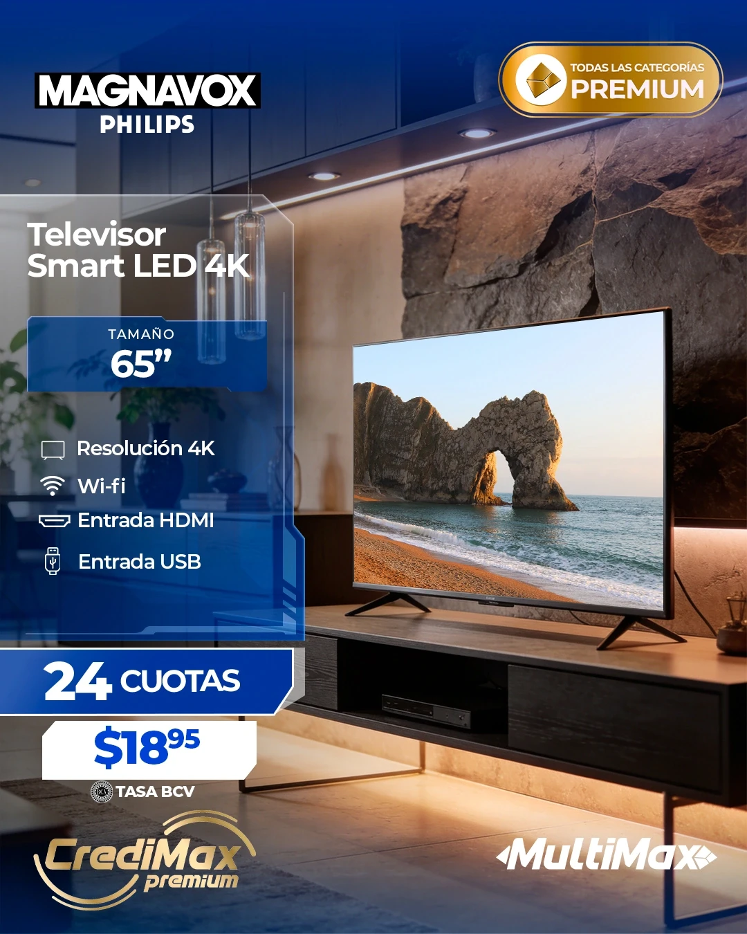 Información CrediMax: Televisor Smart LED 4K Magnavox 65"