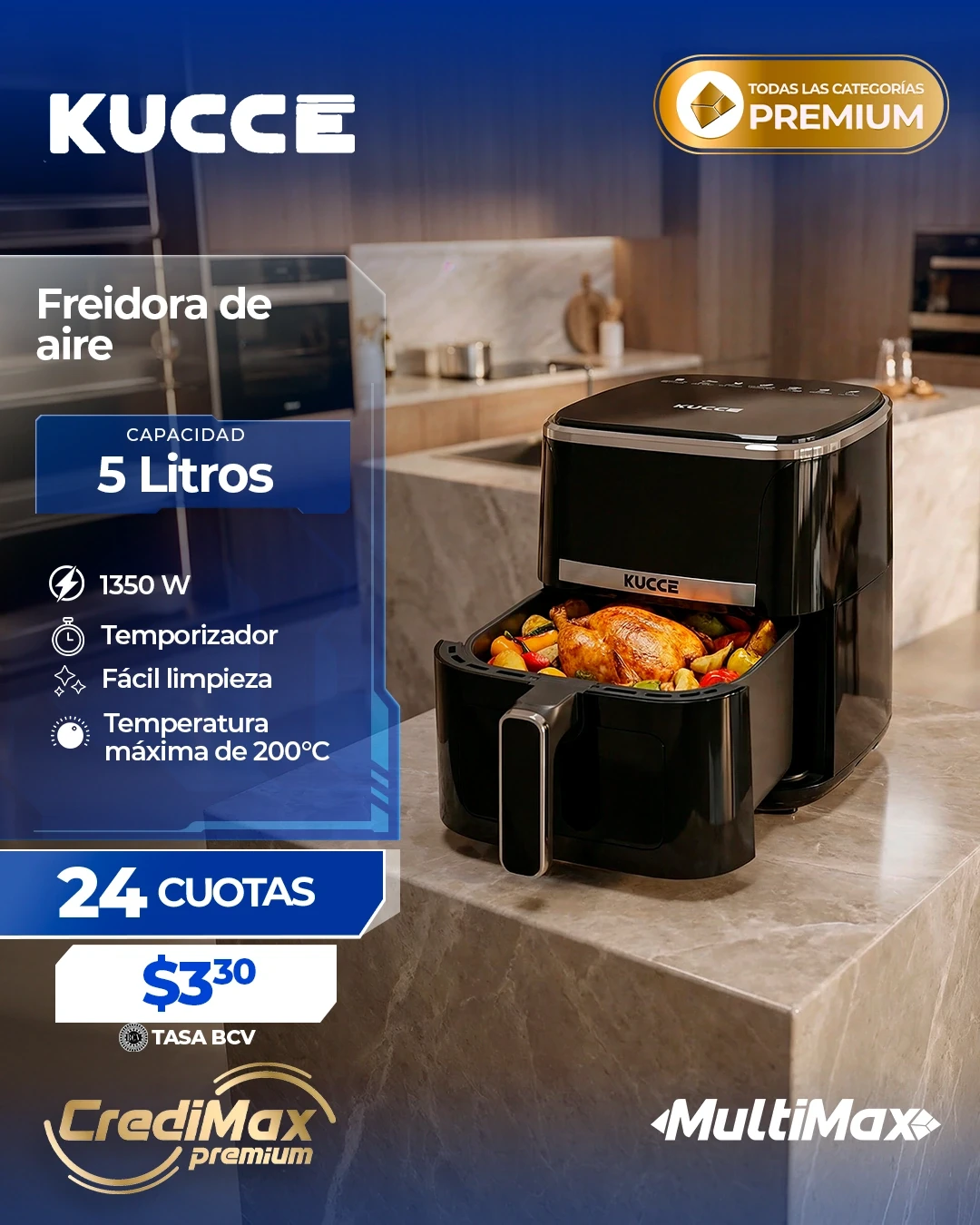 Información CrediMax: Freidora de aire Kucce 5 litros