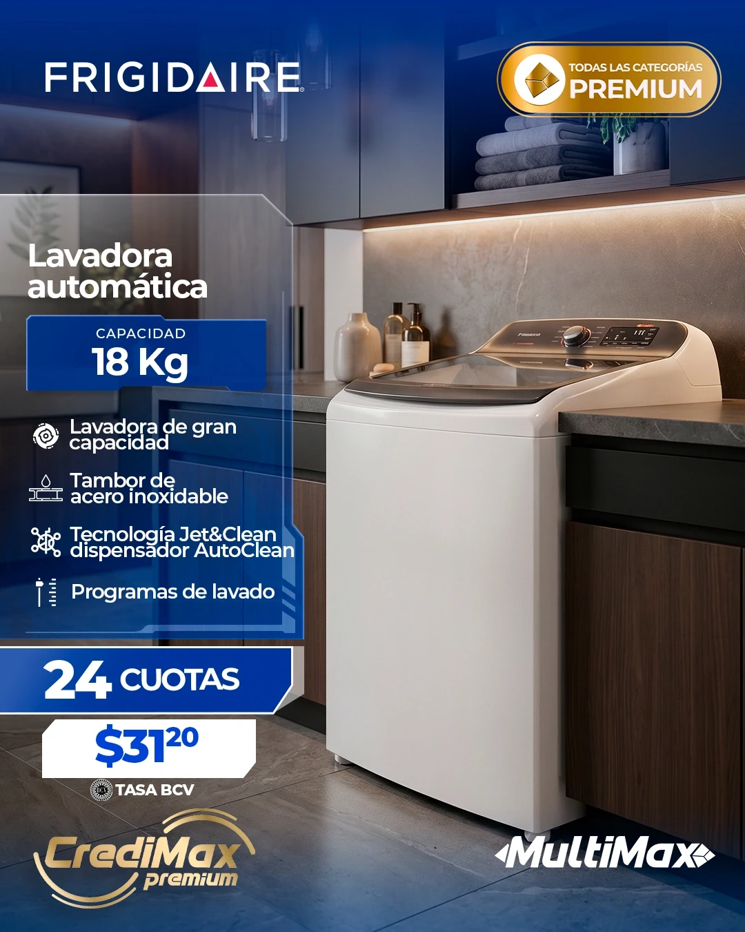 Información CrediMax: Lavadora automática Frigidaire 18Kg