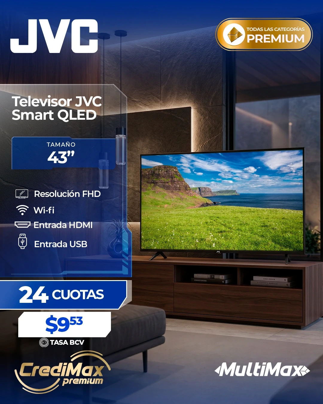 Información CrediMax: Televisor QLED FHD 43" con Google TV