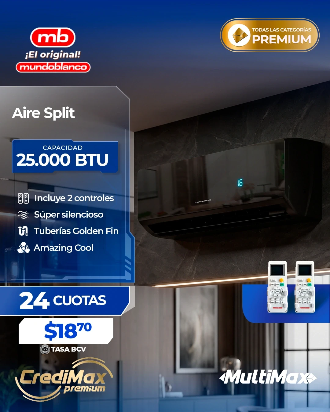 Información CrediMax: Aire acondicionado MB 25000BTU