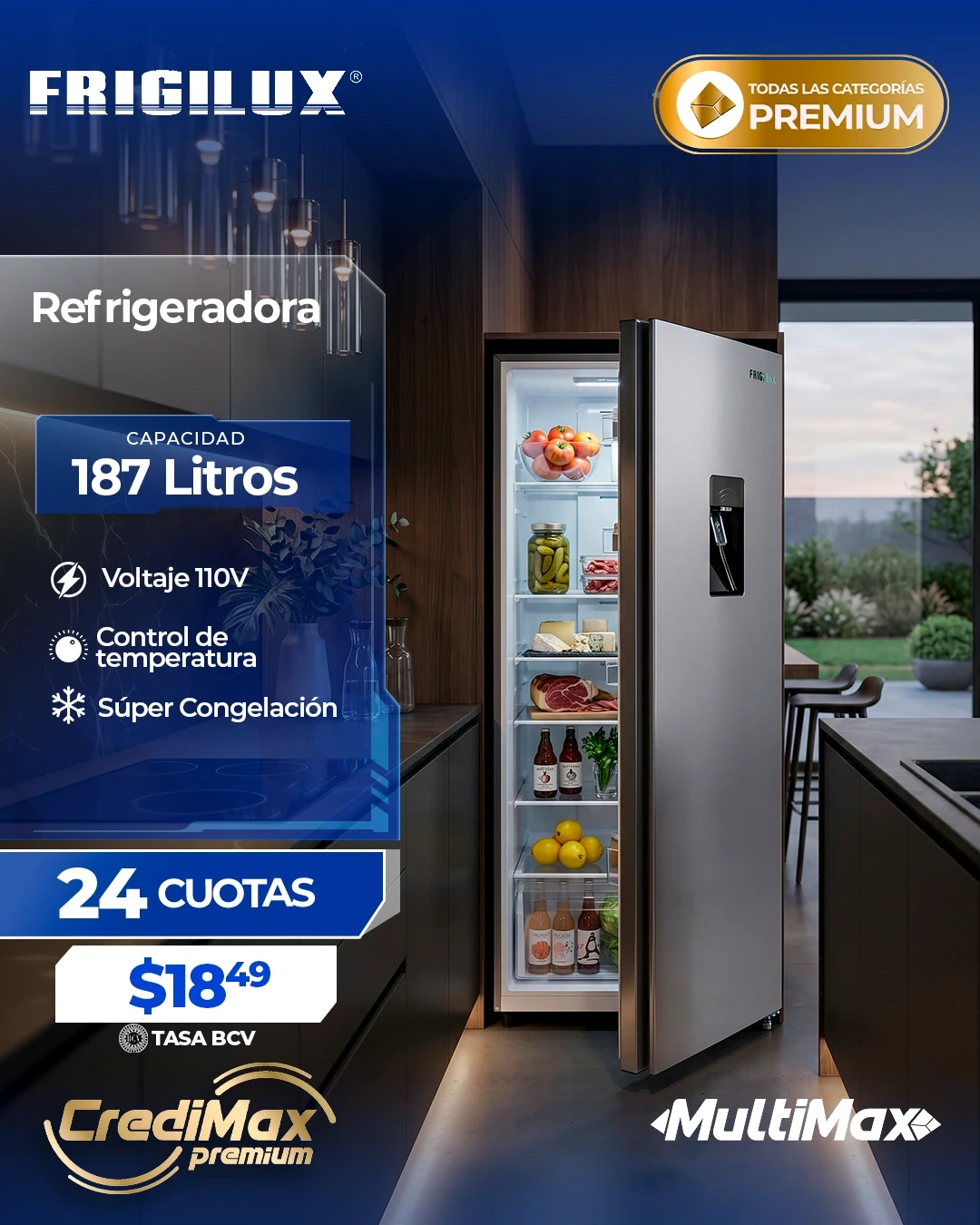 Información CrediMax: Refrigerador con dispensador 187L Frigilux