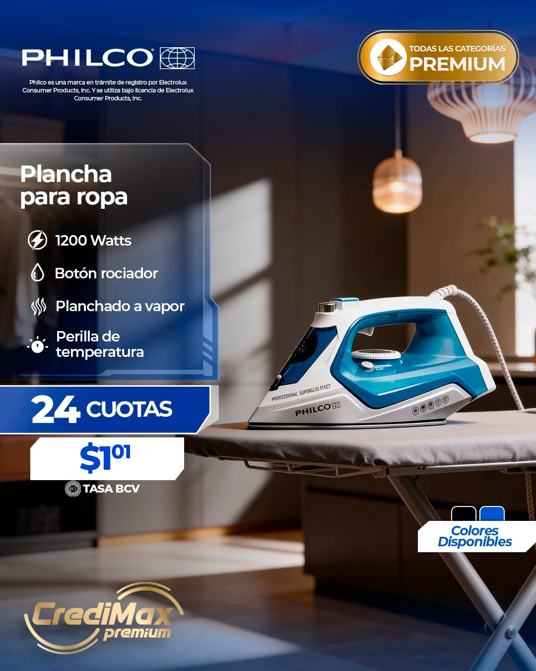 Información CrediMax: Plancha a vapor Philco