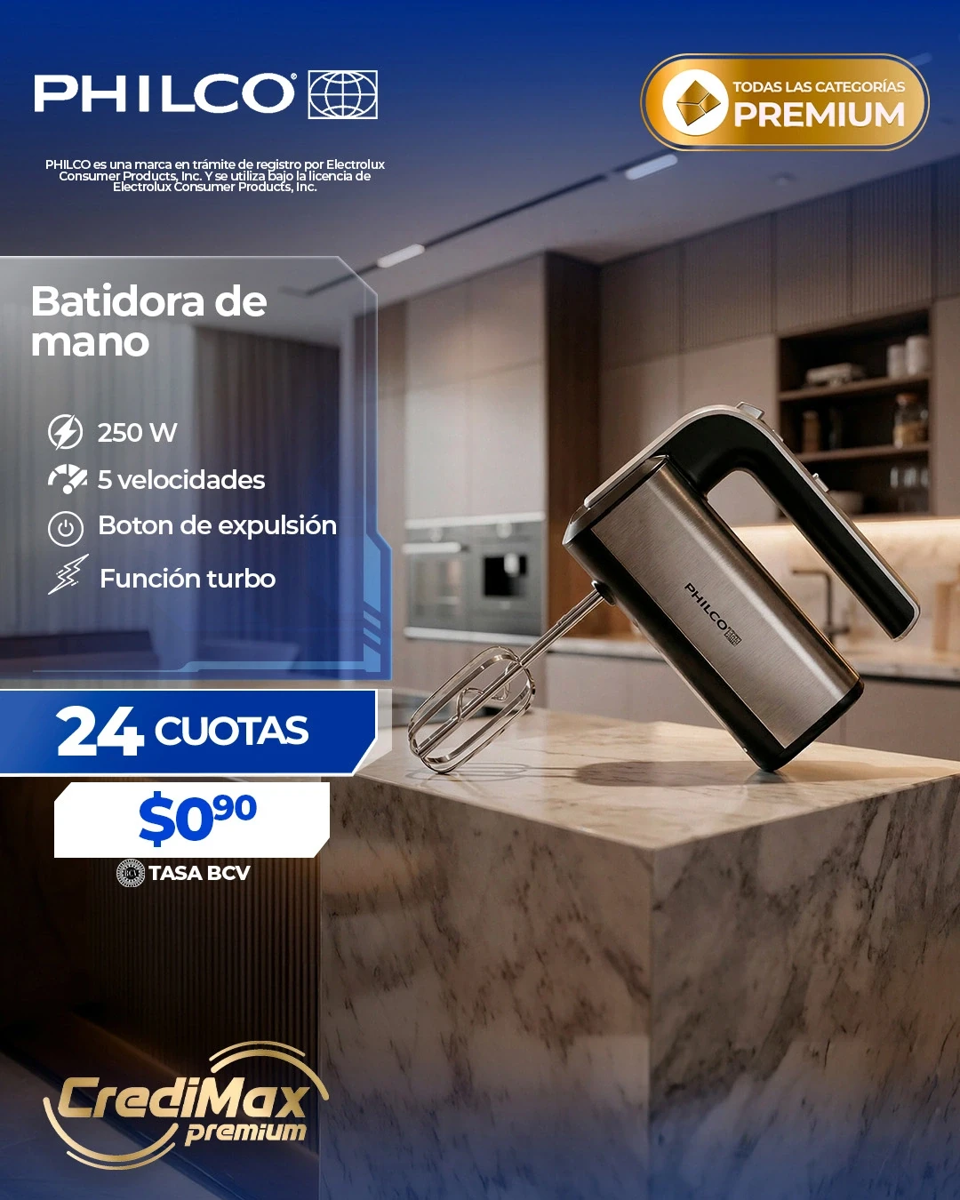 Información CrediMax: Batidora manual 5 velocidades Philco