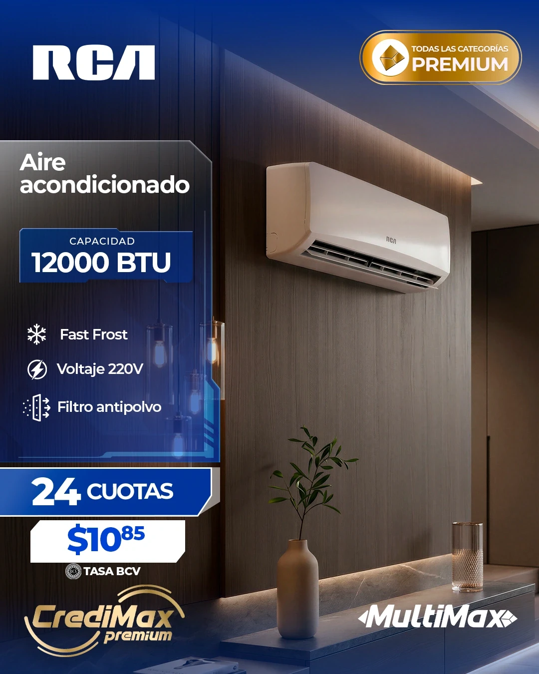 Información CrediMax: Aire split RCA 12000BTU