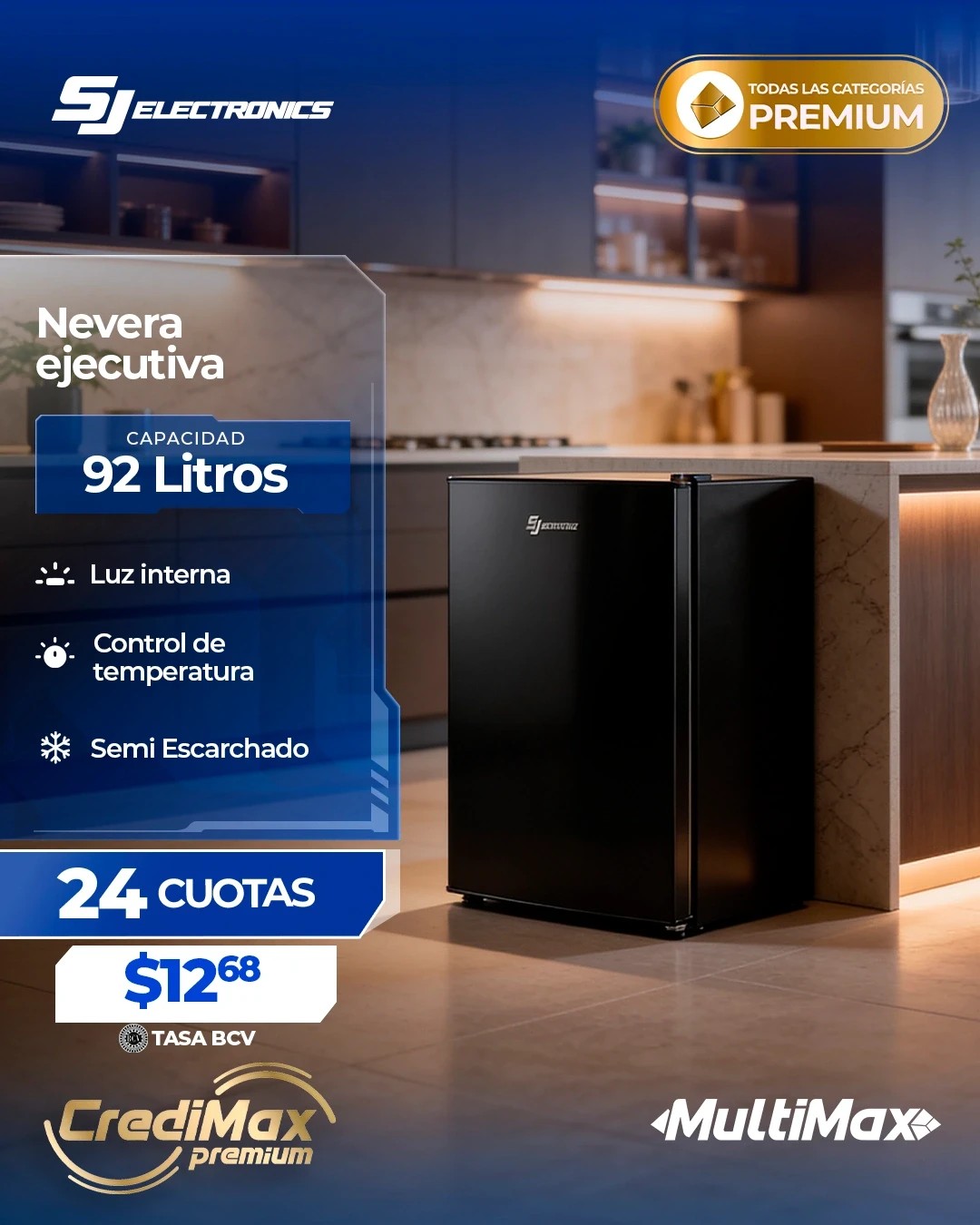 Información CrediMax: Nevera ejecutiva 92 litros Negro