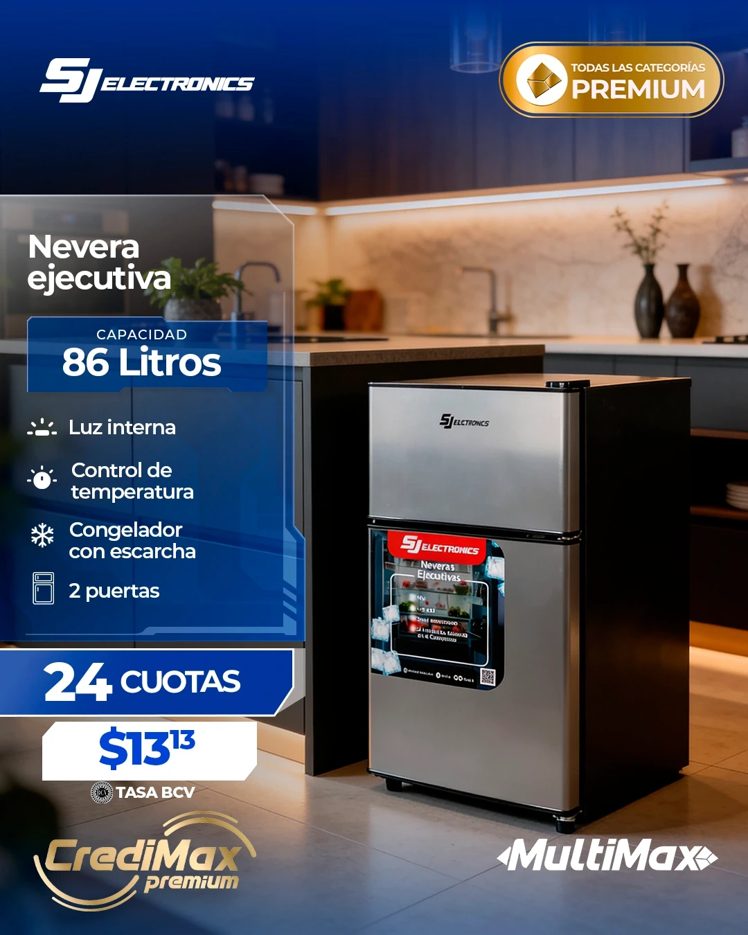 Información CrediMax: Nevera ejecutiva 86 litros Silver