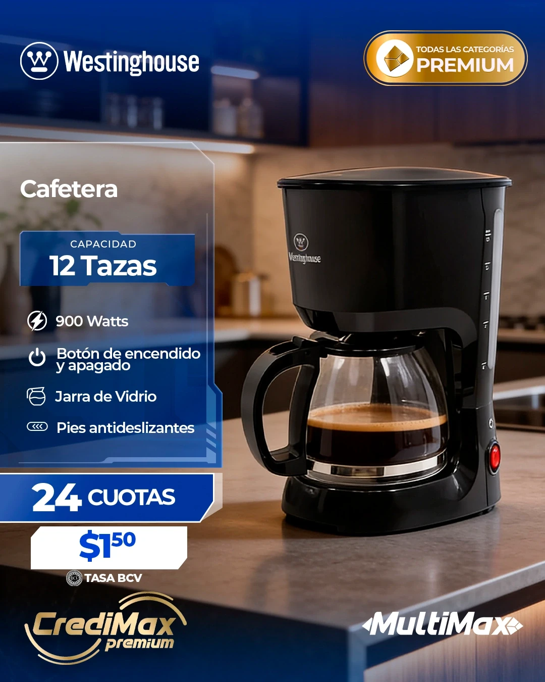 Información CrediMax: Cafetera de 12 tazas Westinghouse