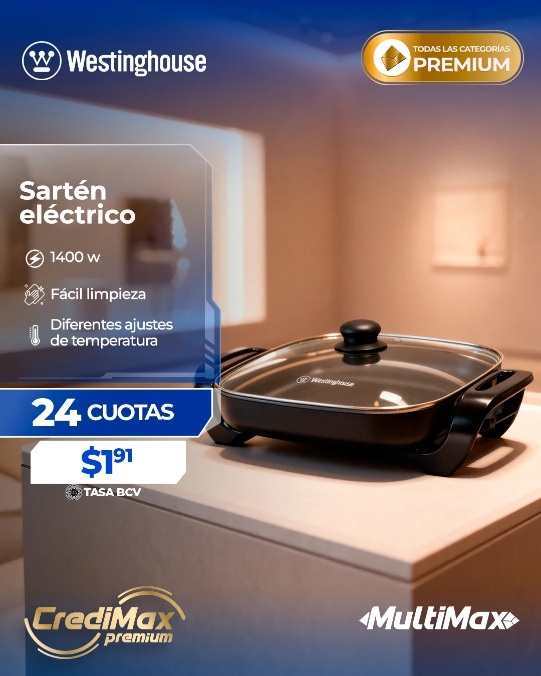 Información CrediMax: Sartén eléctrico Westinghouse SKX3030