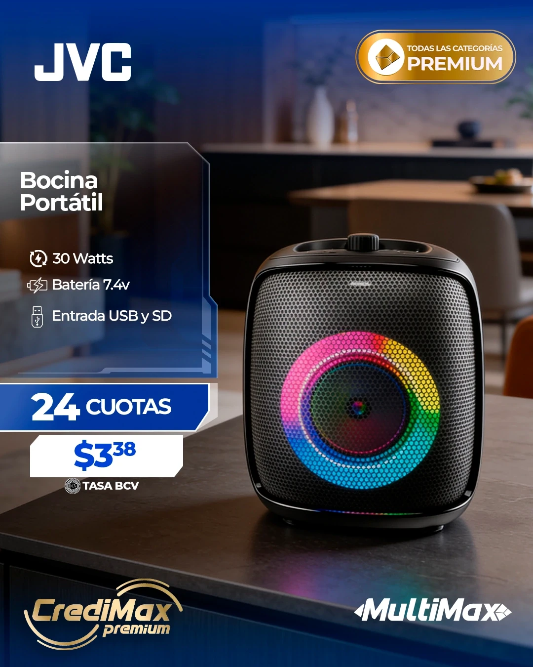 Información CrediMax: Bocina portátil JVC 30 Watts RMS