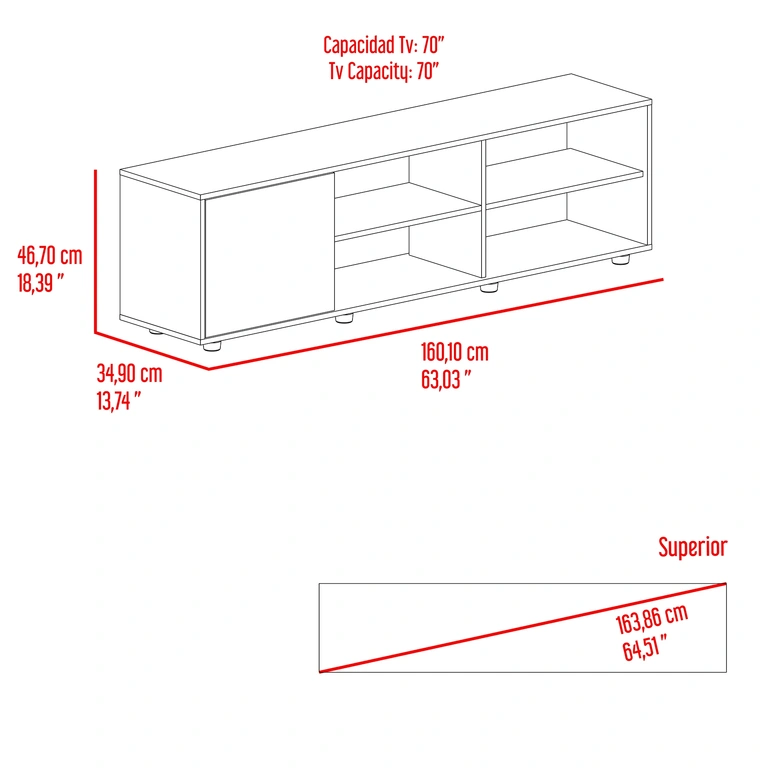 Mesa de TV Wengue Multimax Home