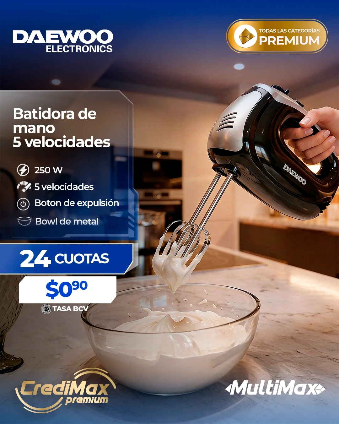 Información CrediMax: Batidora de mano 5 velocidades Daewoo
