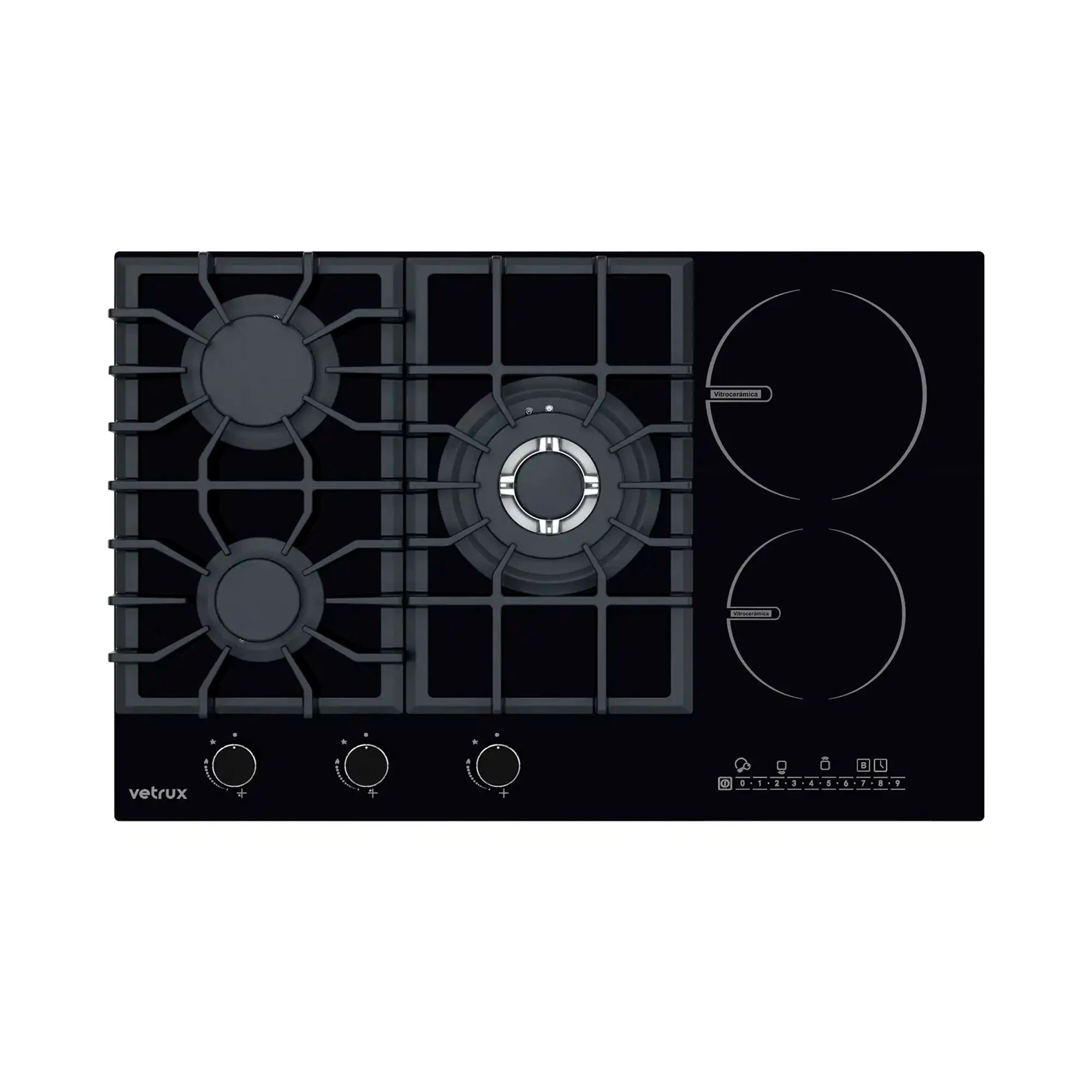 Tope dual 5 hornillas negro Flexi 76cm Vetrux