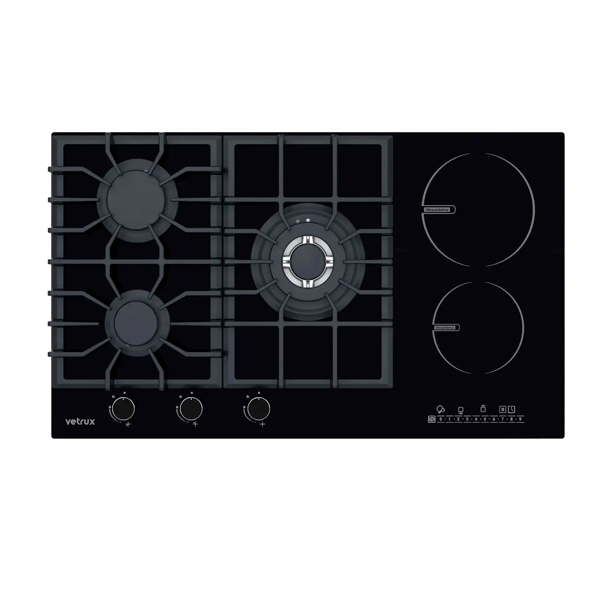 Tope dual 5 hornillas negro Flexi 90cm Vetrux