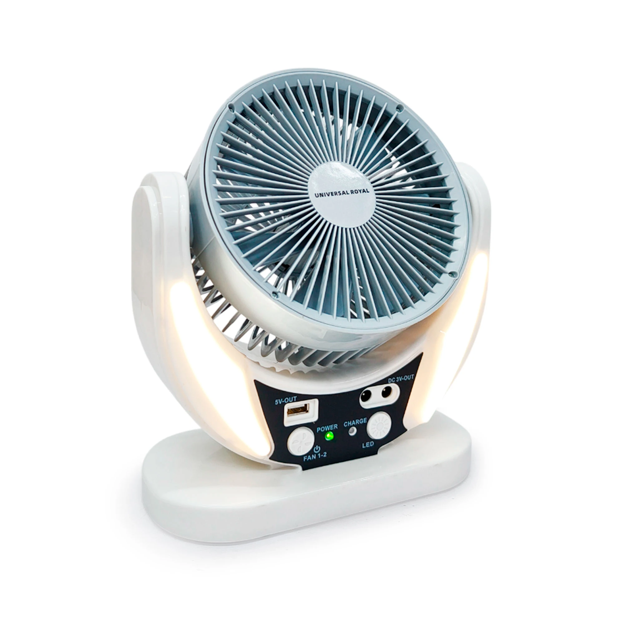 Ventilador recargable con bombillo Universal Royal