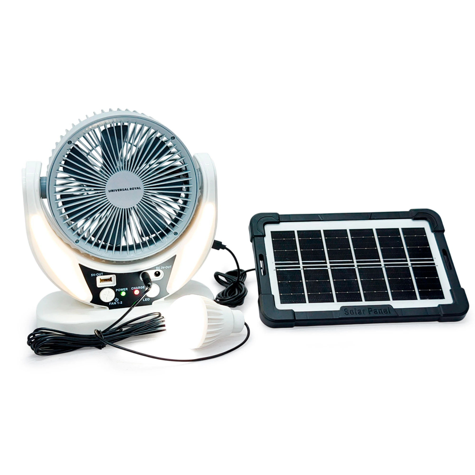 Ventilador recargable con bombillo Universal Royal