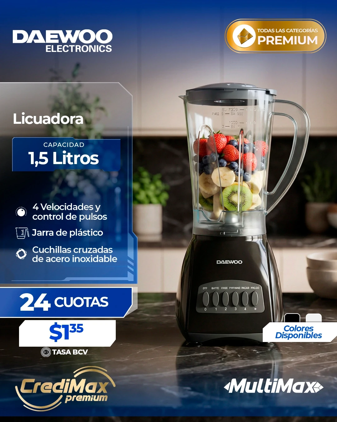 Información CrediMax: Licuadora Daewoo 1.5 litros