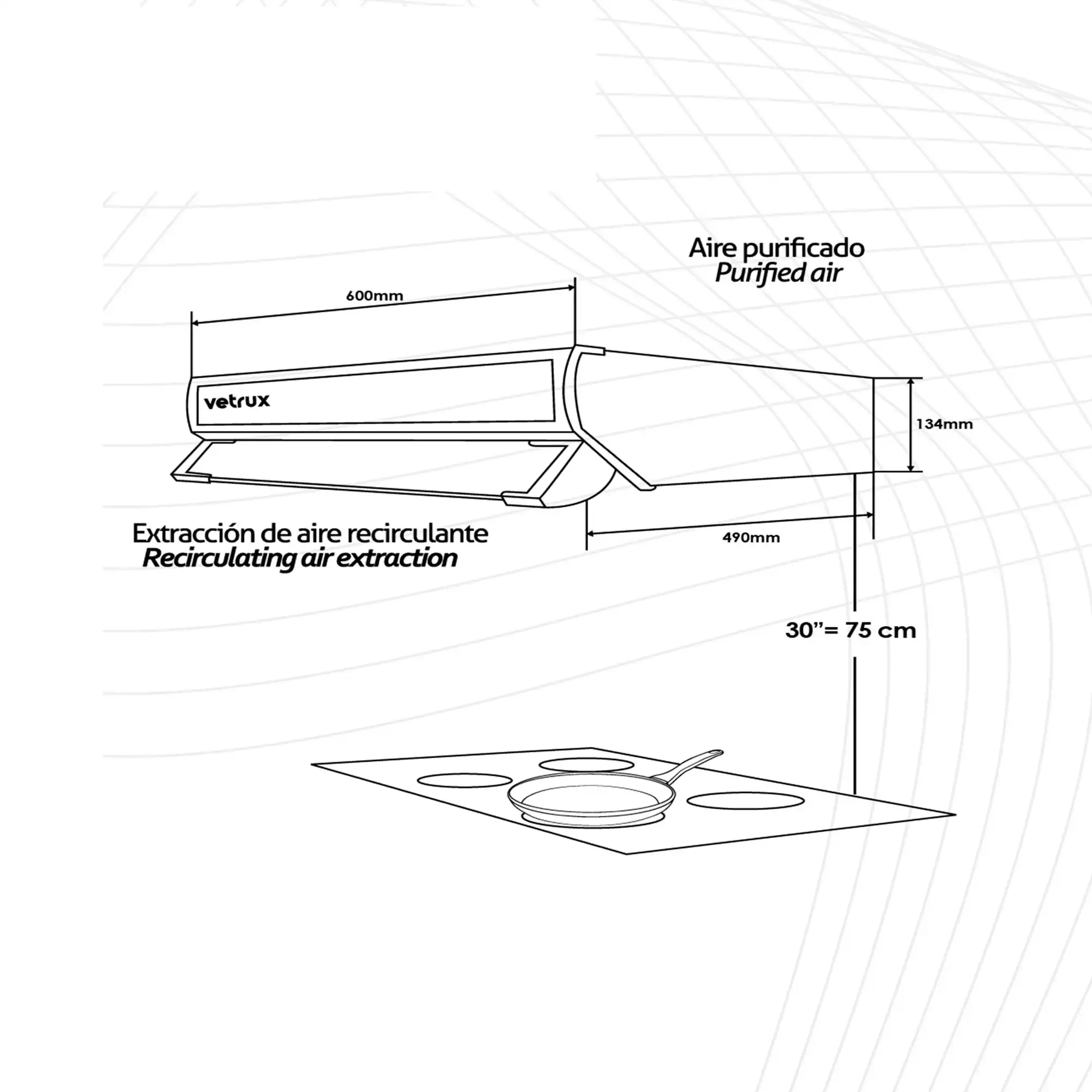 Campana Lite 60cm Vetrux negro