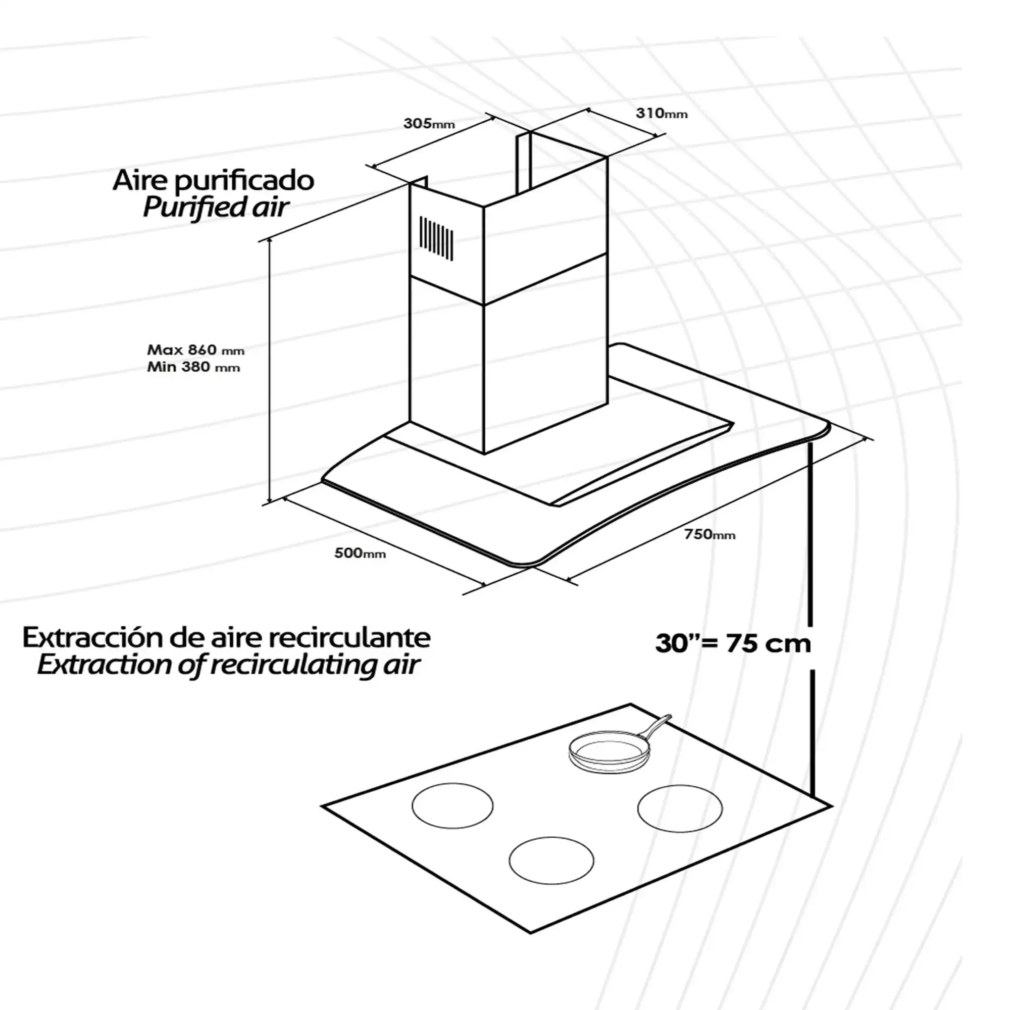 Campana Venti touch 76cm Vetrux