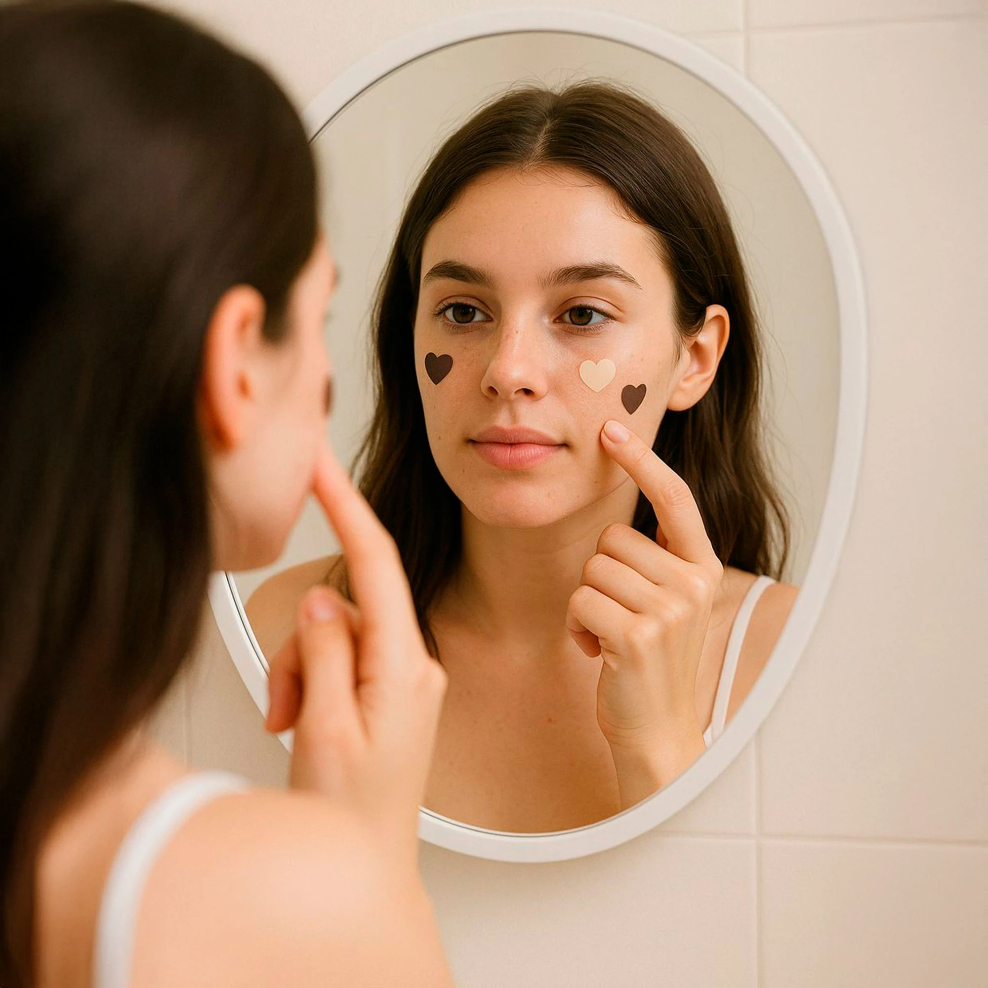 Parches faciales anti-acné con forma de corazón