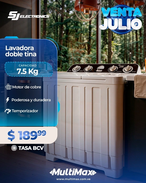 Lavadora doble tina 7.5Kg
