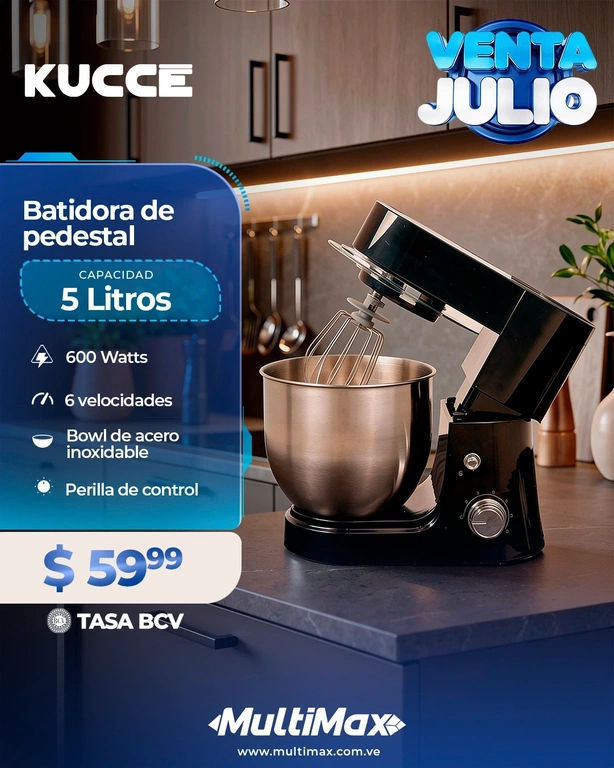 Batidora de pedestal Kucce 600 Watts negra