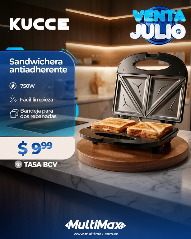 Sandwichera antiadherente 750W Kucce essenziale