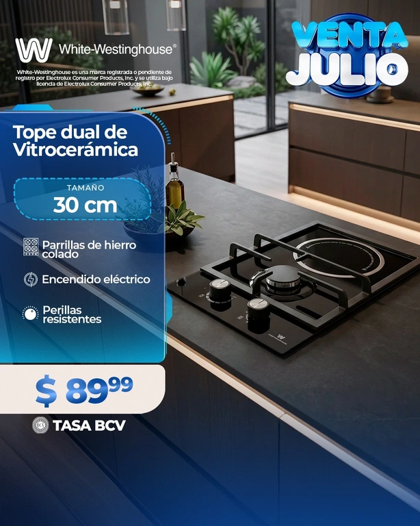 Tope de cocina vitro dual White-Westinghouse 30cm
