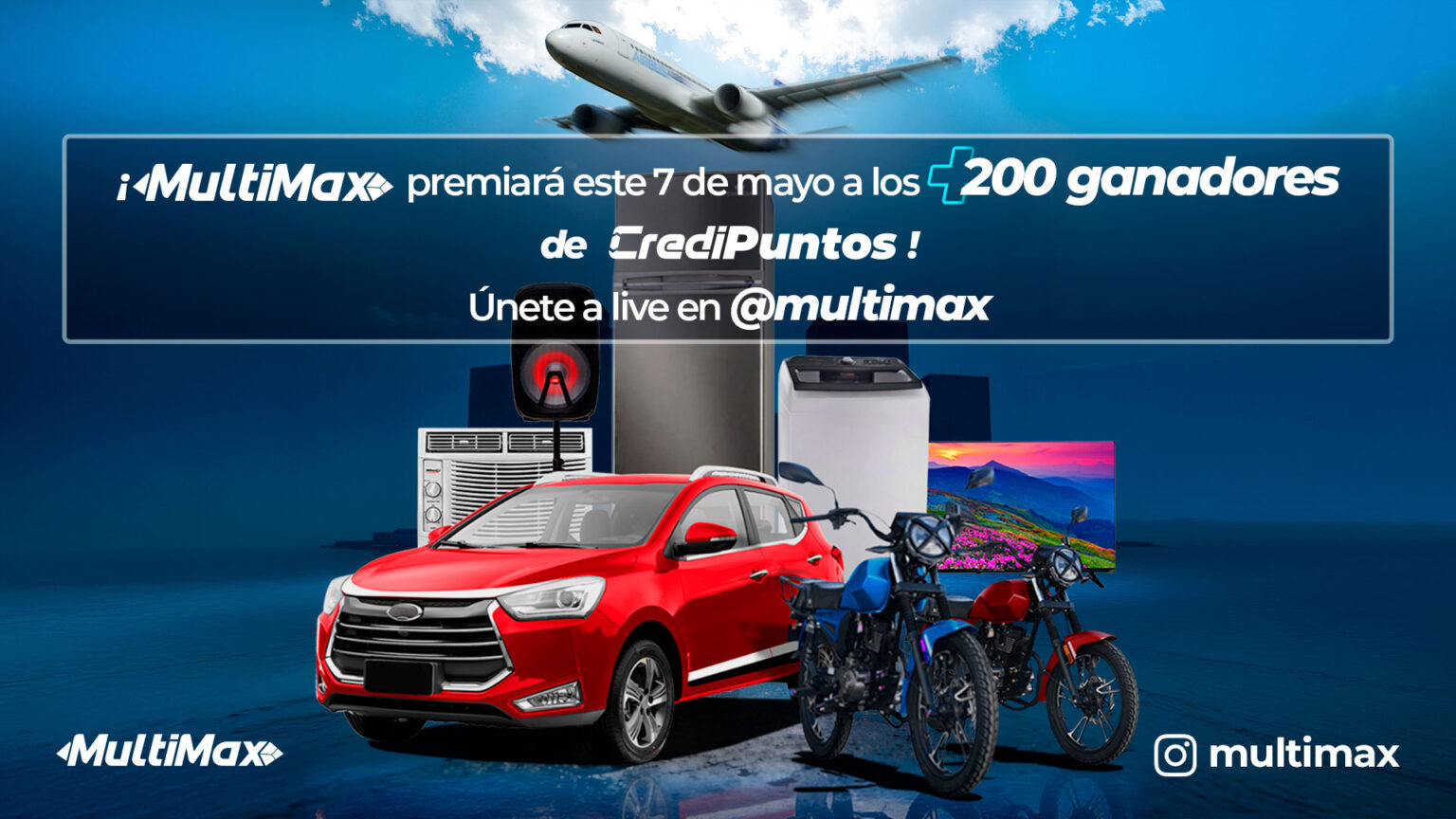 ¡MultiMax premiará a los +200 ganadores de CrediPuntos este 7 de mayo! Únete a live en @multimax