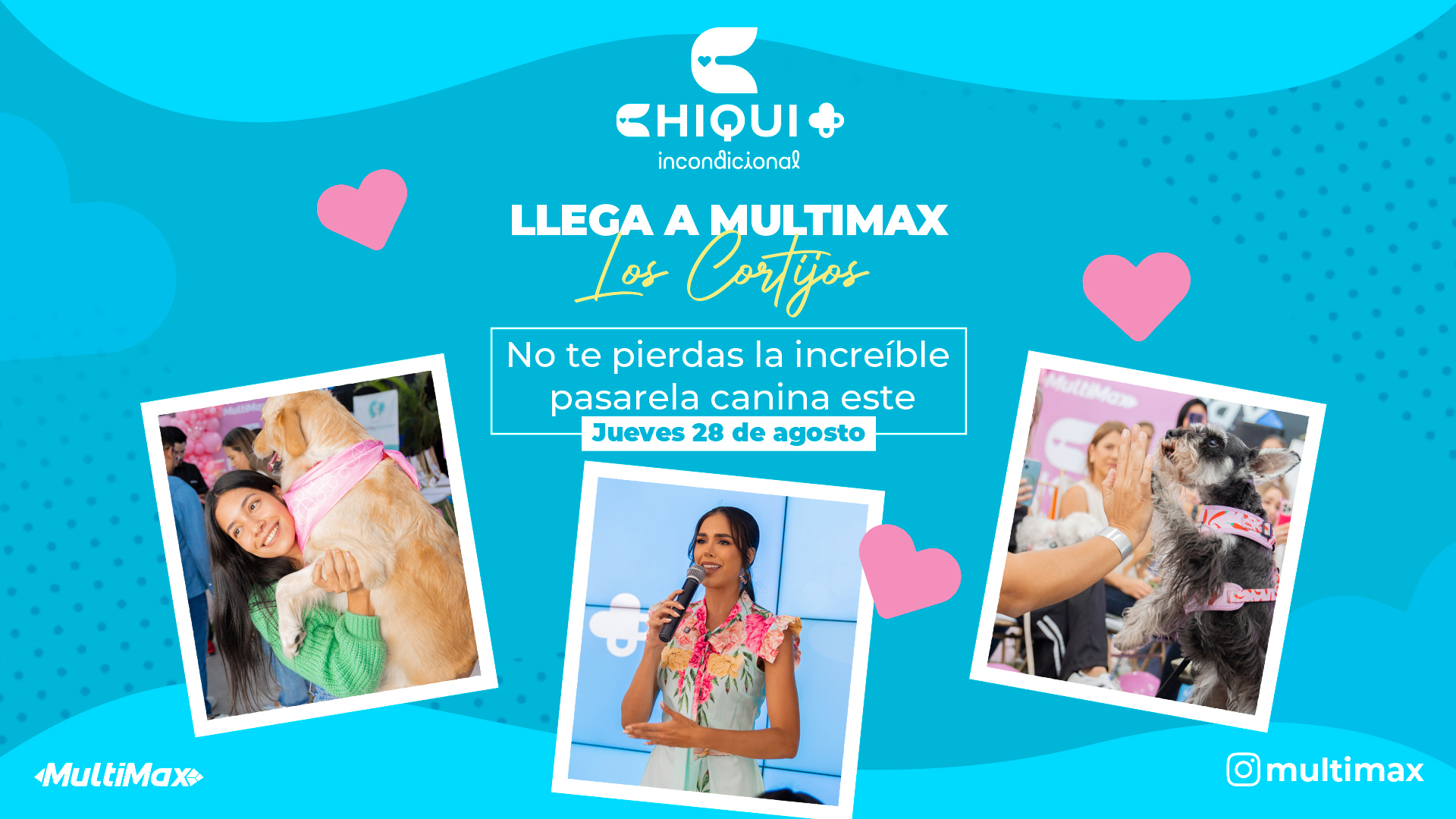 ¡Chiqui+ llega a Multimax Los Cortijos! No te pierdas la increíble pasarela canina este 28 de agosto